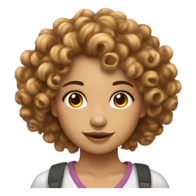 curly hair beautifull girl with laptop sticker