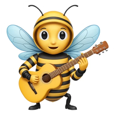 bee playing guitar sticker