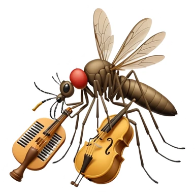 Mosquito playing instrument next to ear sticker