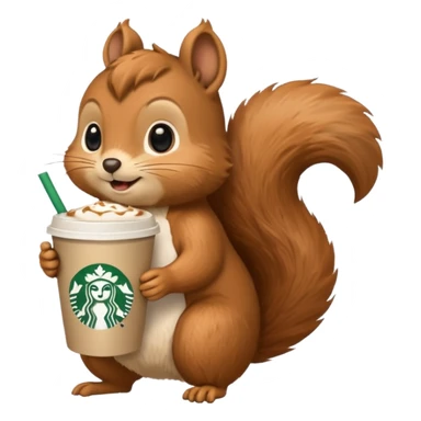 Squirrel with a Starbucks cup sticker