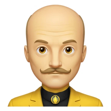 dc sinestro yellow outfit with mustache and balding head sticker