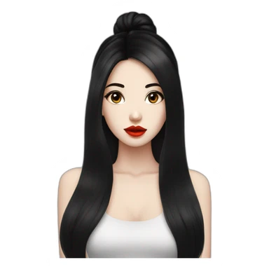 Beautiful young woman,Black hair,long hair,White skin,oval face,big eyes,Blackeyes,Redlips,Chinese sticker