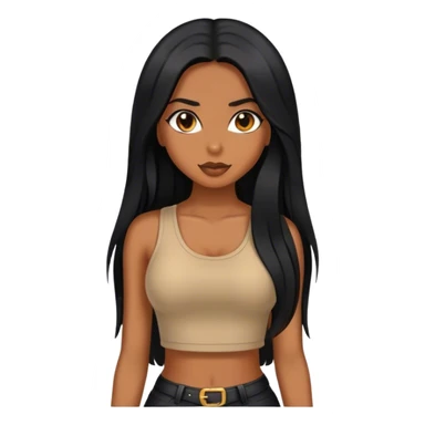 Tan girl with black long hair and hot outfit sticker