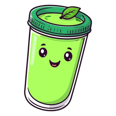 cute cartoon mint chutney character with smiling face sticker