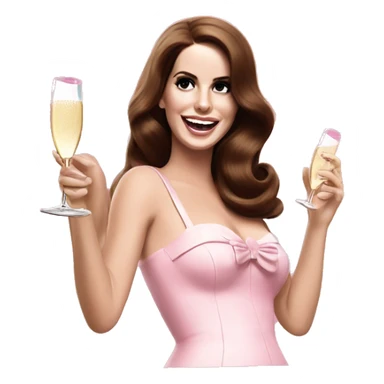Lana del Rey pink cheering up with champagne over head sticker