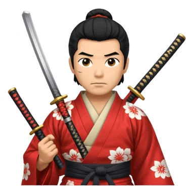 man samurai holds katana, still pose. sticker