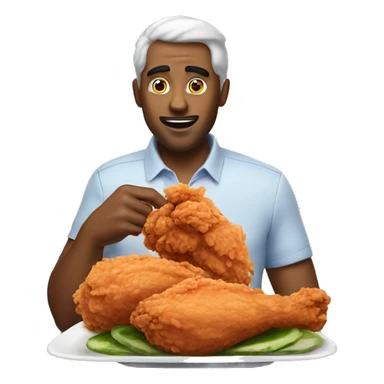 Man eating fried chicken& watemelon sticker