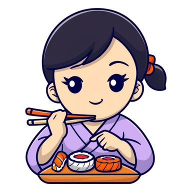 girl eating sushi sticker