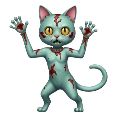 zombie cat full body with action pose sticker