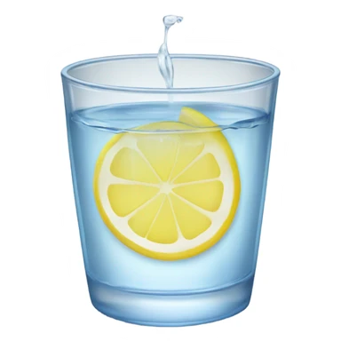 glass of water with a lemon on the side of the cup sticker