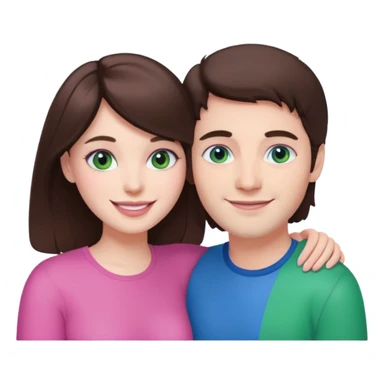 pink polaroid photo of a couple thats white with brunette hair blue and green eyes sticker