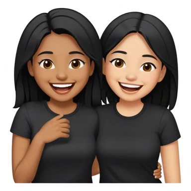 Brown colored sisters with black hair and black shirts having fun with eachother sticker