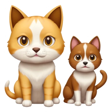 a yellow and white cat and a brown dog with sharp ears sticker