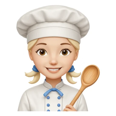 Young female baker – wearing white chef hat, holding a piping bag with cream

 sticker