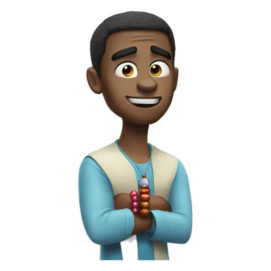 anger character from Inside out cartoon holding prayer beads sticker