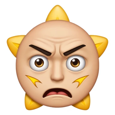 same style as apple emoji generic smilies. this one will be an angry face with 5 stars in his eyes but only half a star left. leaving an irate review sticker
