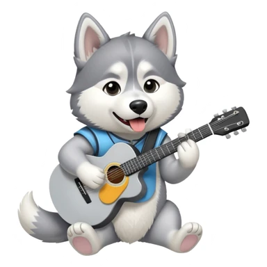 husky with guitar sticker