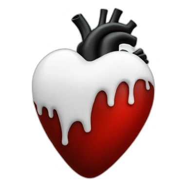 black red white real Heart sticker