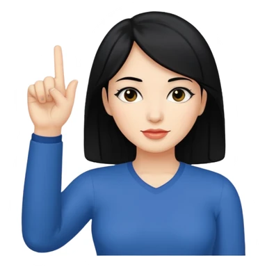 Woman with black hair sticking up one finger  sticker