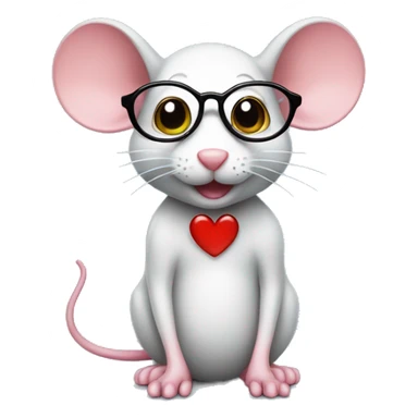 cutie mouse with hearts and nerd emoji glasses and teet sticker