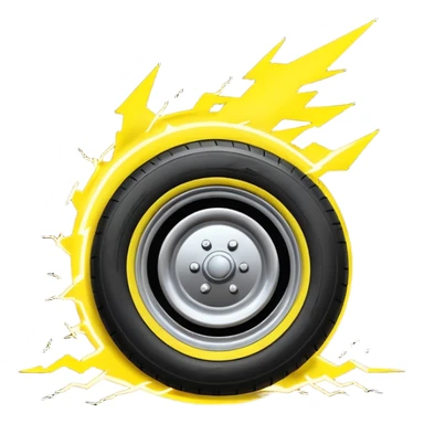 A front semi steer tire that is flat getting stuck by a lightning bolt sticker