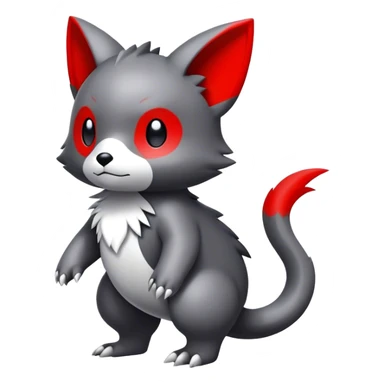 Cute cool black red white grey animal hybrid Fakemon full body sticker