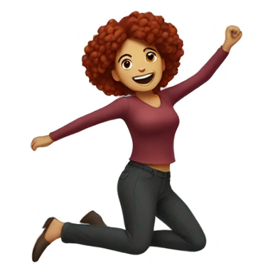 Dark red hair mexican woman jumping in celebration sticker