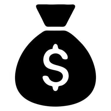 money bag icon, filled, contemporary style sticker