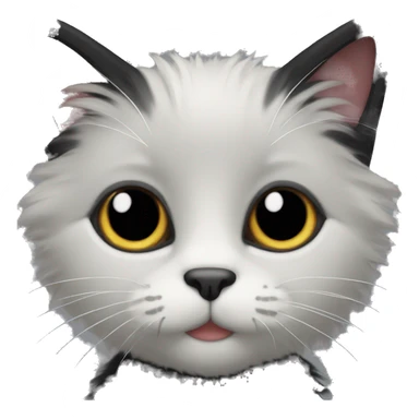 Black fluffy cat with white chin and belly  sticker