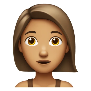 Tan Girl with long brown hair thinking with confused expression sticker