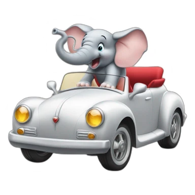 Cabriolet driving Dumbo elephant sticker