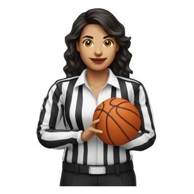 hispanic female referee holding basketball card sticker