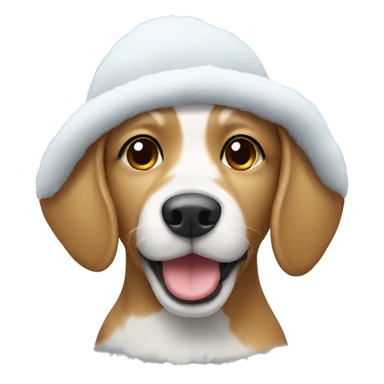 Cute dog that has a snow hat sticker