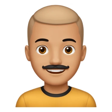 buzz cut boy with  blackmoustache sticker