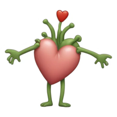 Heart with a hand-drawn face on it and arms and legs coming out of it sticker
