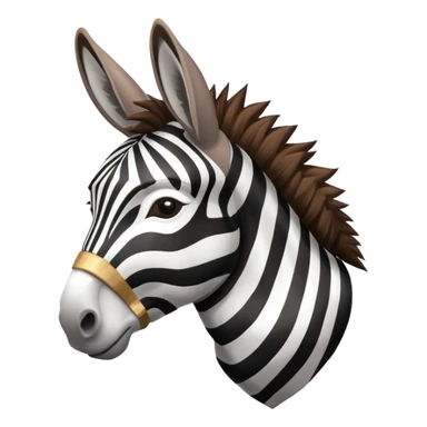 A donkey with a zebra head, donkey body with brown fur and zebra head with black and white stripes sticker