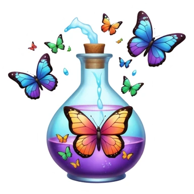 Potion bottle bursting into butterflies mid-sip sticker