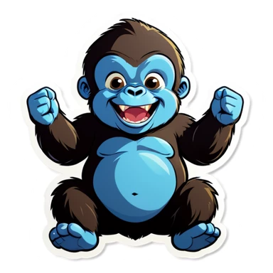 Adorable fat infant gorilla happy  sticker