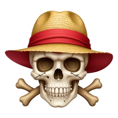 an skull with cross bone with a straw hat with red cloth  sticker