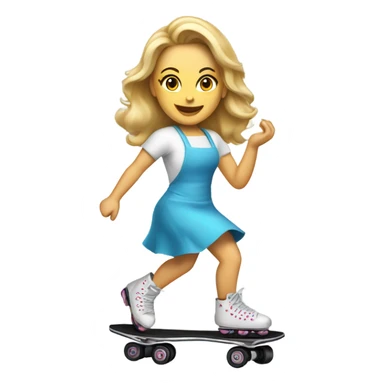 Caucasian woman on roller skate cooking pancakes sticker