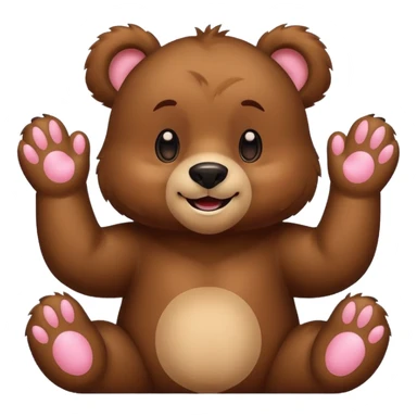happy bear with paws up, blushing sticker