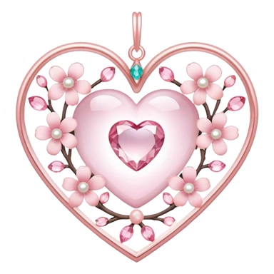 Sakura flower heart Cœur pastel suncatchers gemstones beadspearls crystals  sticker