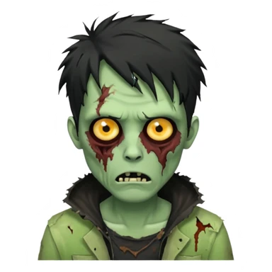crie um emoji de zumbi homen de cabelo preto bagunçado assim🧟 sticker