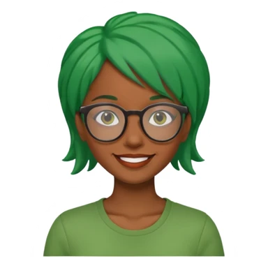 black woman with green hair and glasses sticker