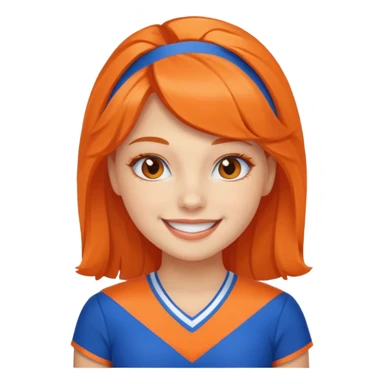 cheerleader  within a circle of shades of orange and blue sticker