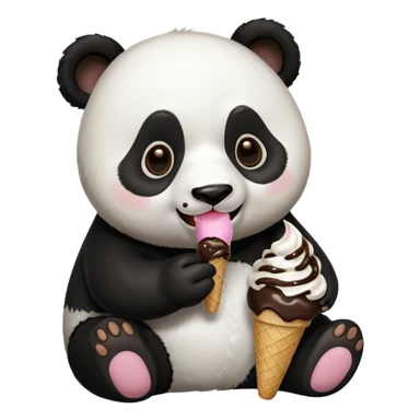Panda eating ice cream sticker