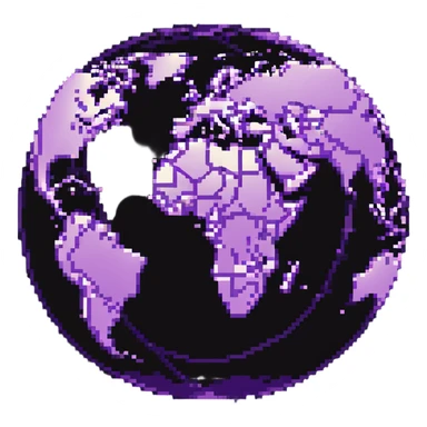 world globe with a connected network, purple and light pink colors sticker