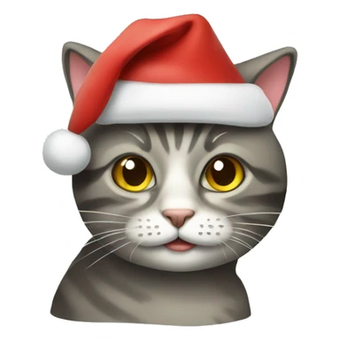 cat with christmas hat sticker