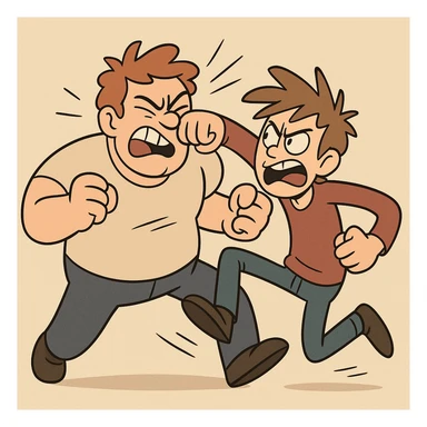 two people brawling, energetic, expressive, cartoon style sticker