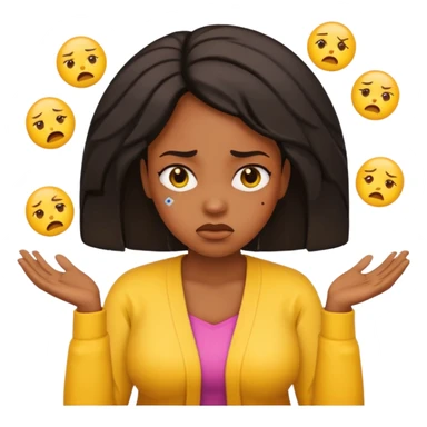 black woman puzzled unhappy shrug emoji sticker